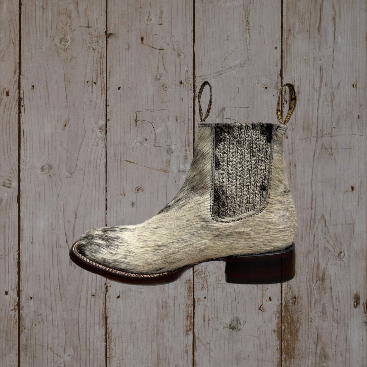 Botas cortas de piel de vaca con punta cuadrada para hombre