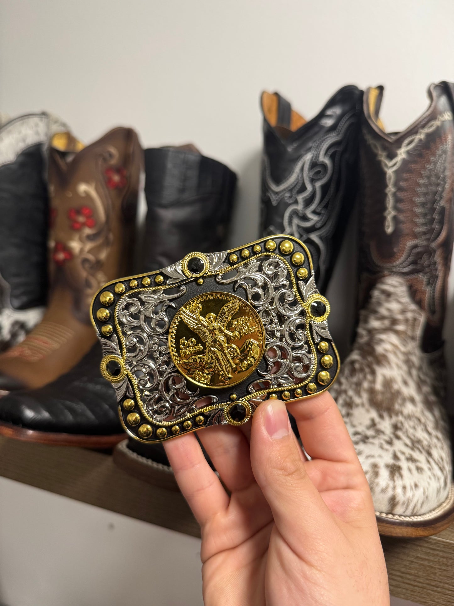 Gold Centenario Belt Buckle