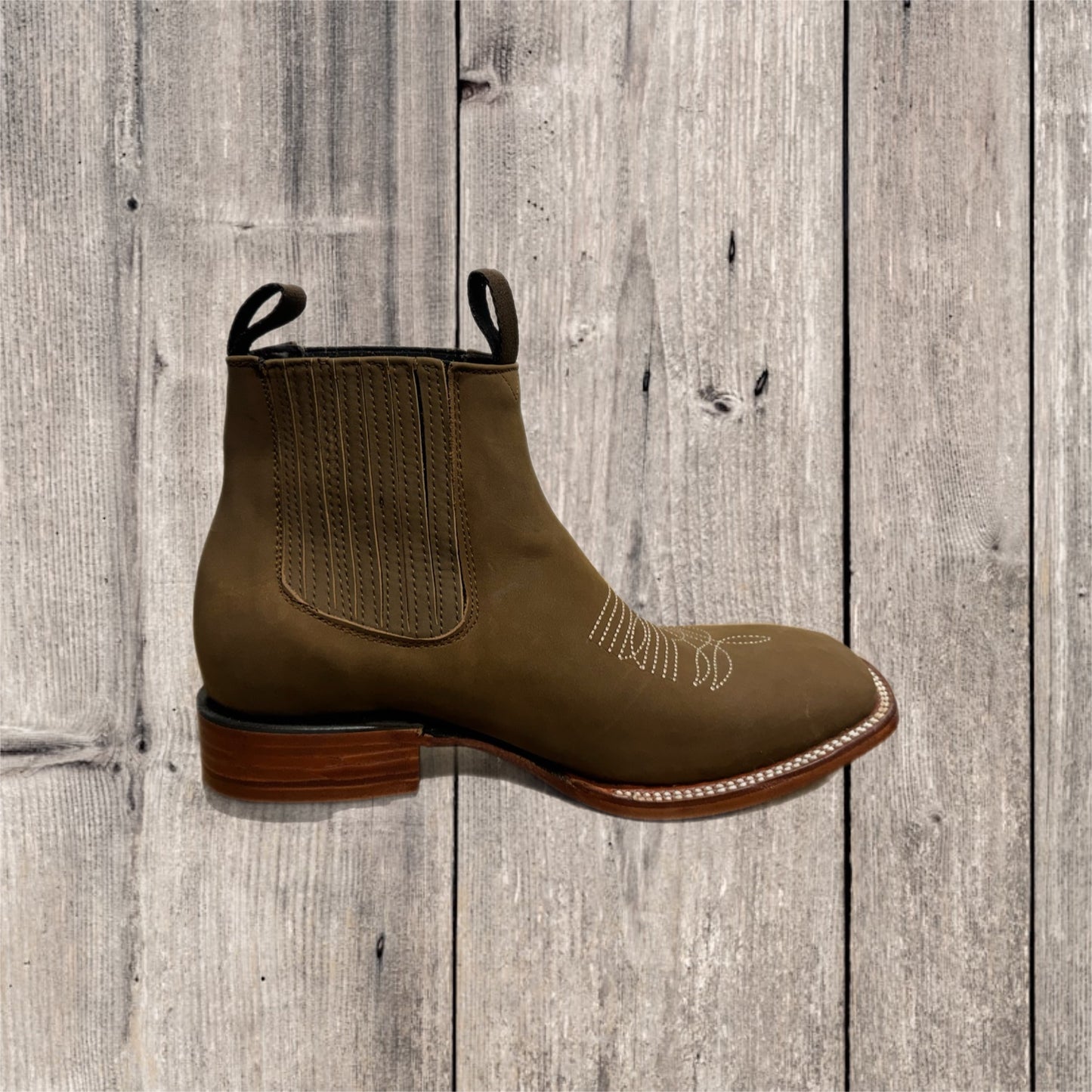 Botas cortas de nubuck con punta cuadrada para hombre