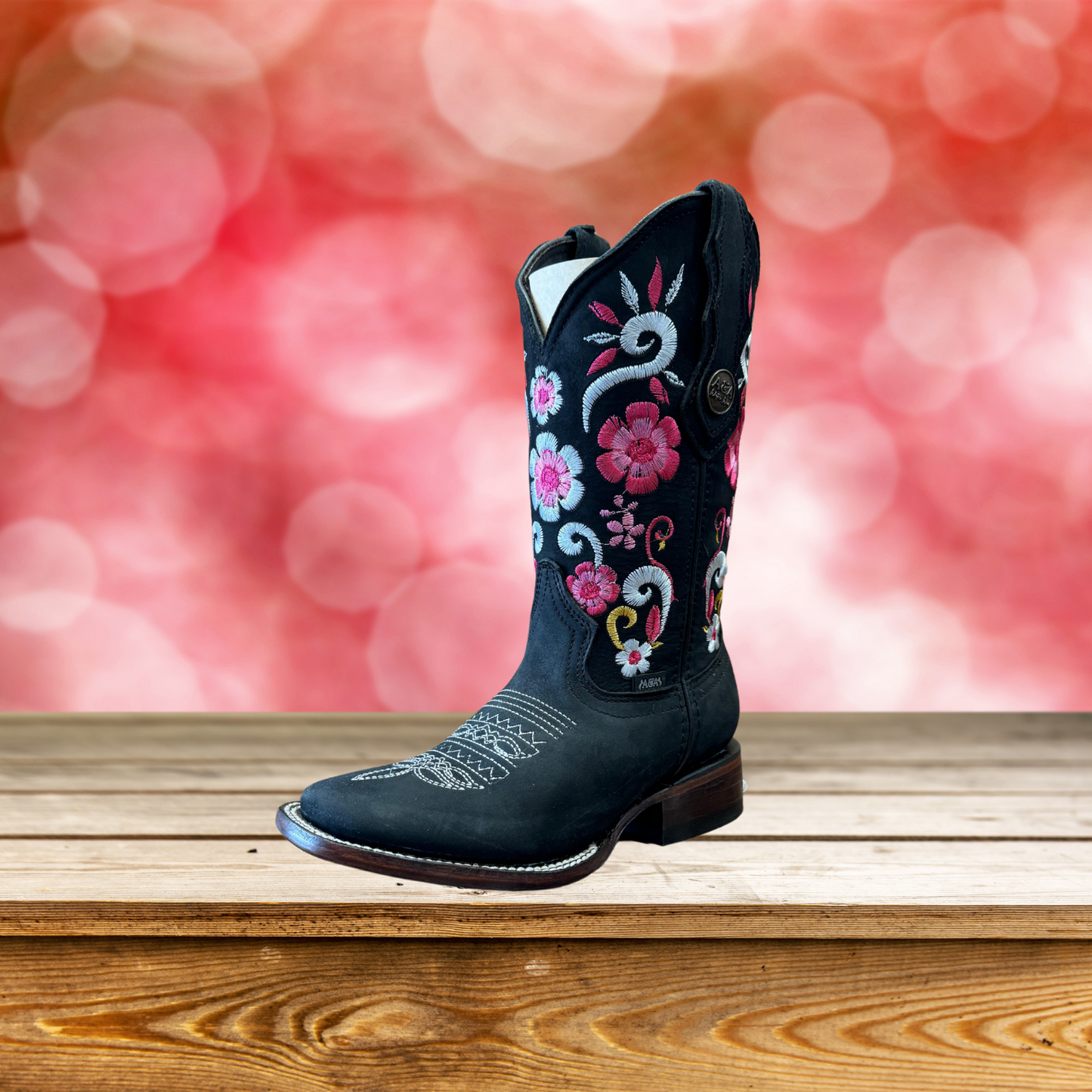 Women’s Flower Blossom Square Toe Boots