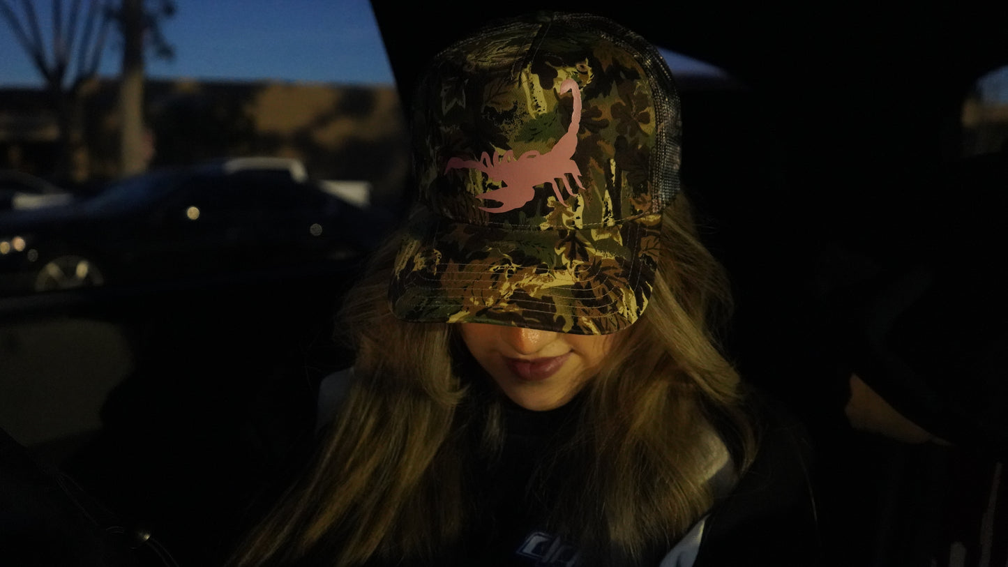 Calderas Pink Scorpion Camo Trucker Hat