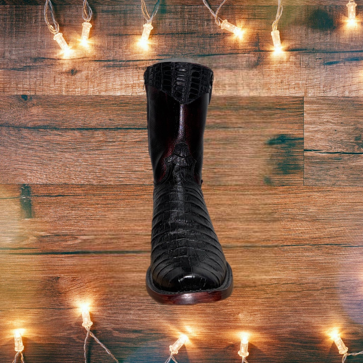 Botas cortas con punta cuadrada y cremallera de caimán para hombre