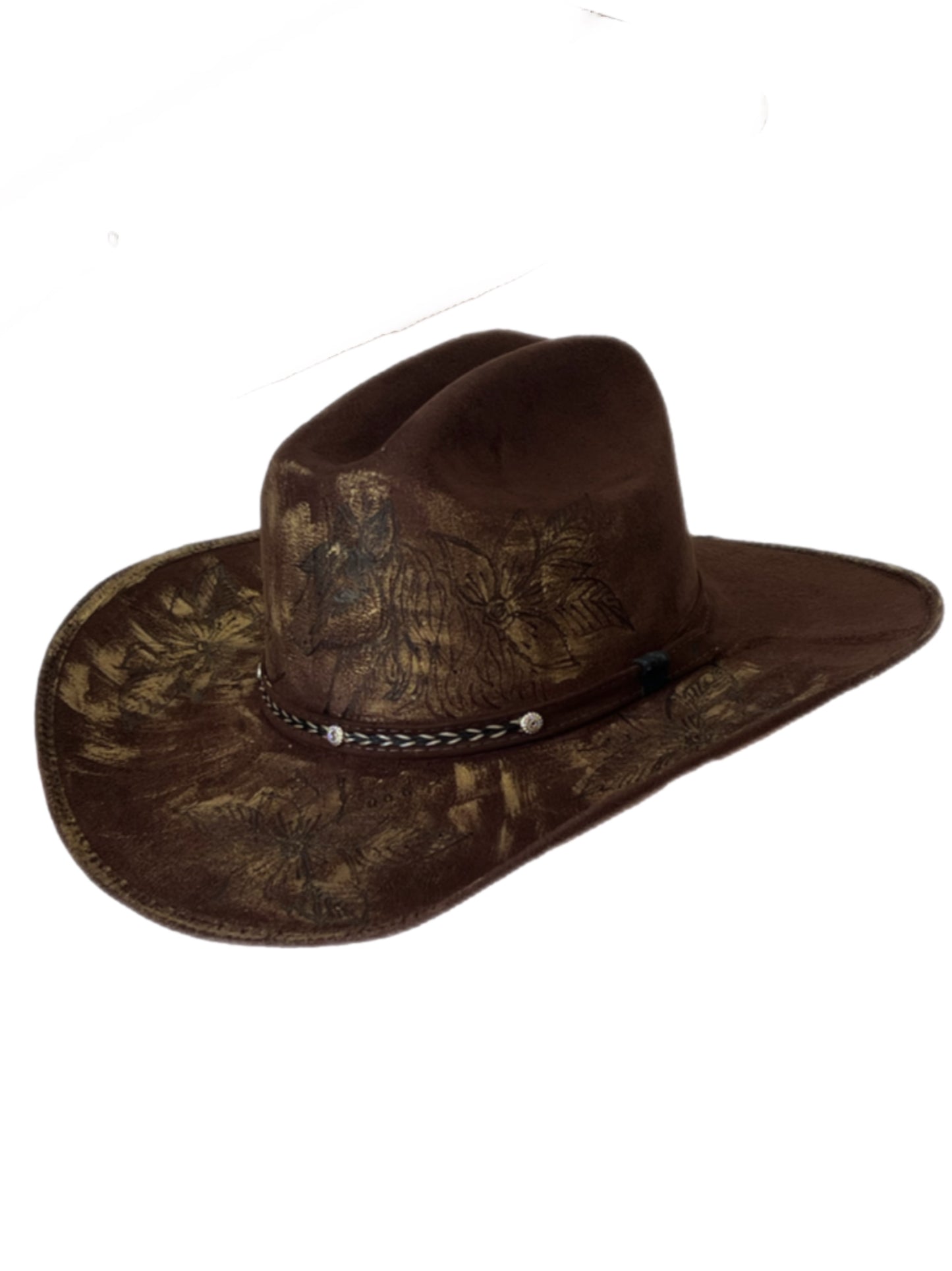 Engraved Suede Cowgirl Hat