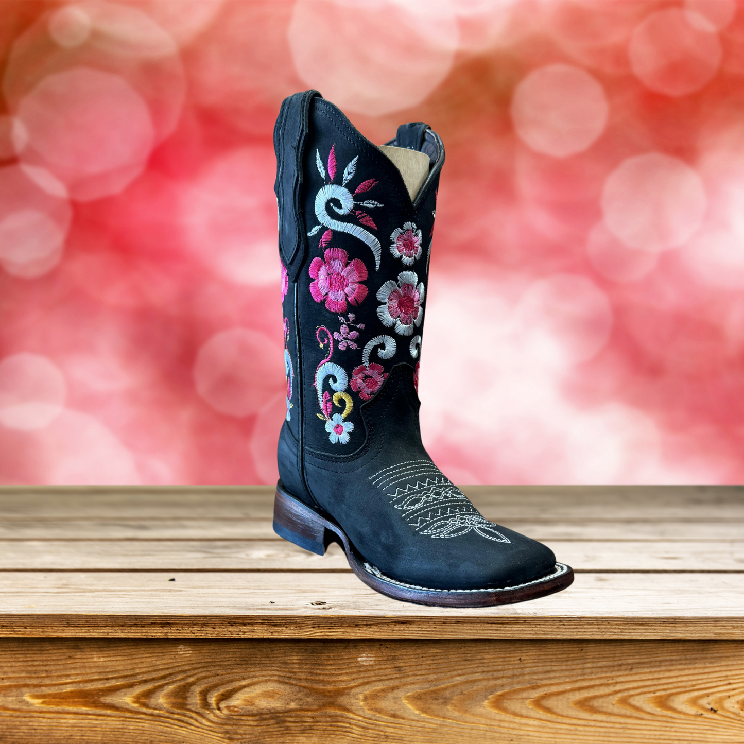 Women’s Flower Blossom Square Toe Boots