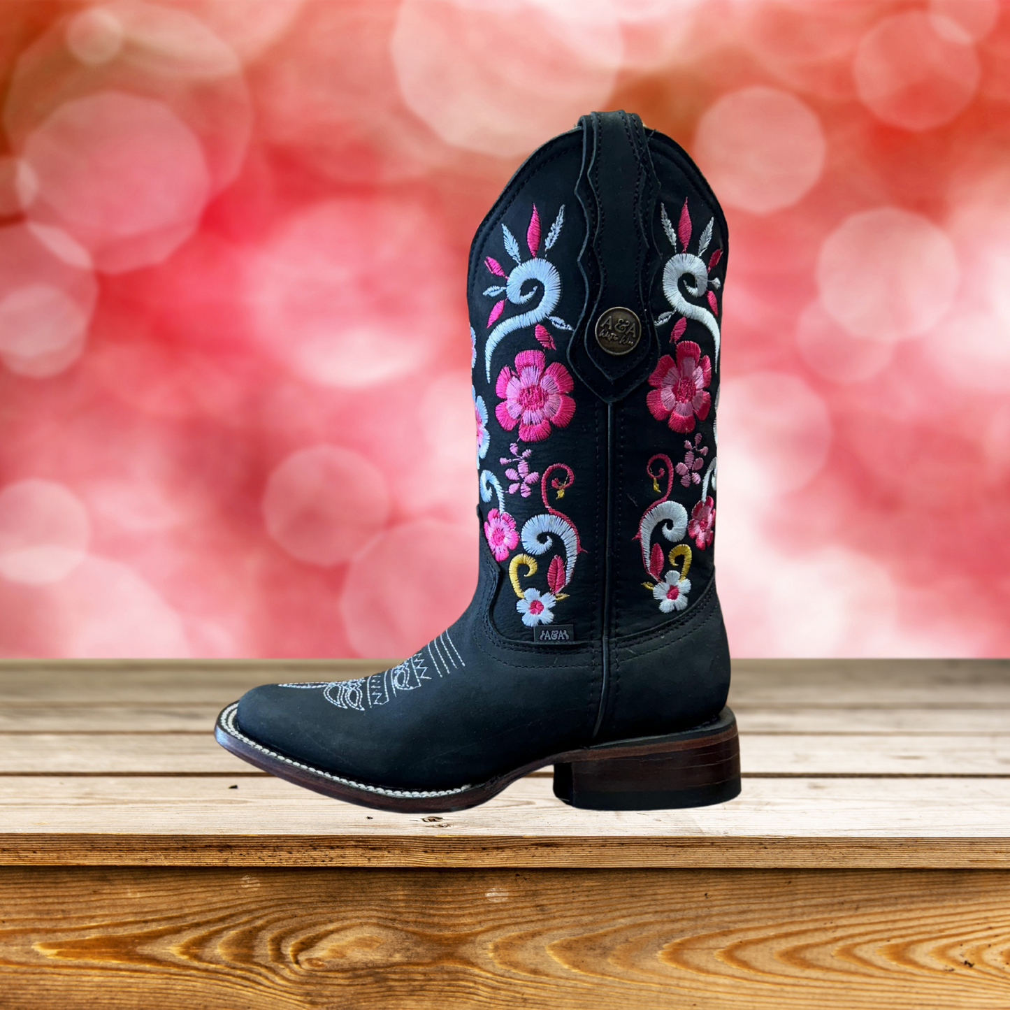 Women’s Flower Blossom Square Toe Boots
