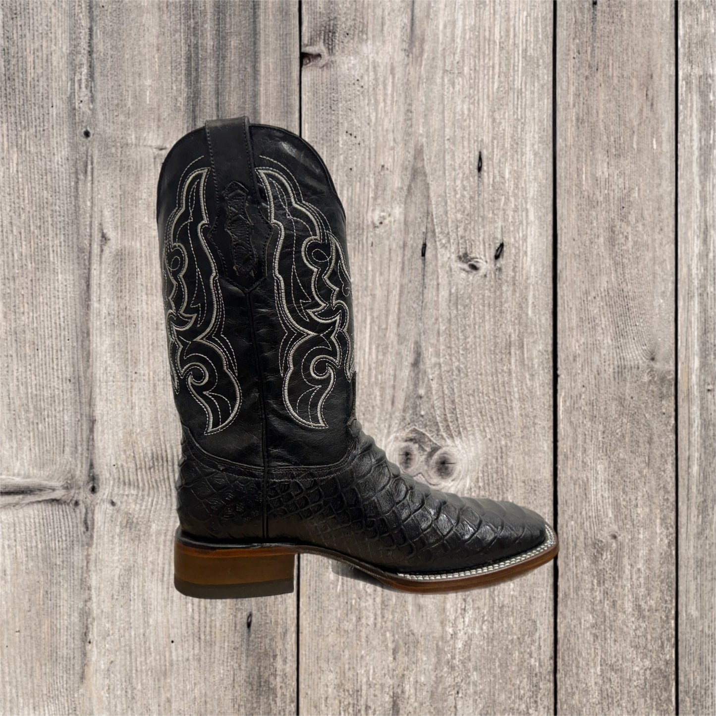 Botas vaqueras occidentales con punta cuadrada de pitón para hombre