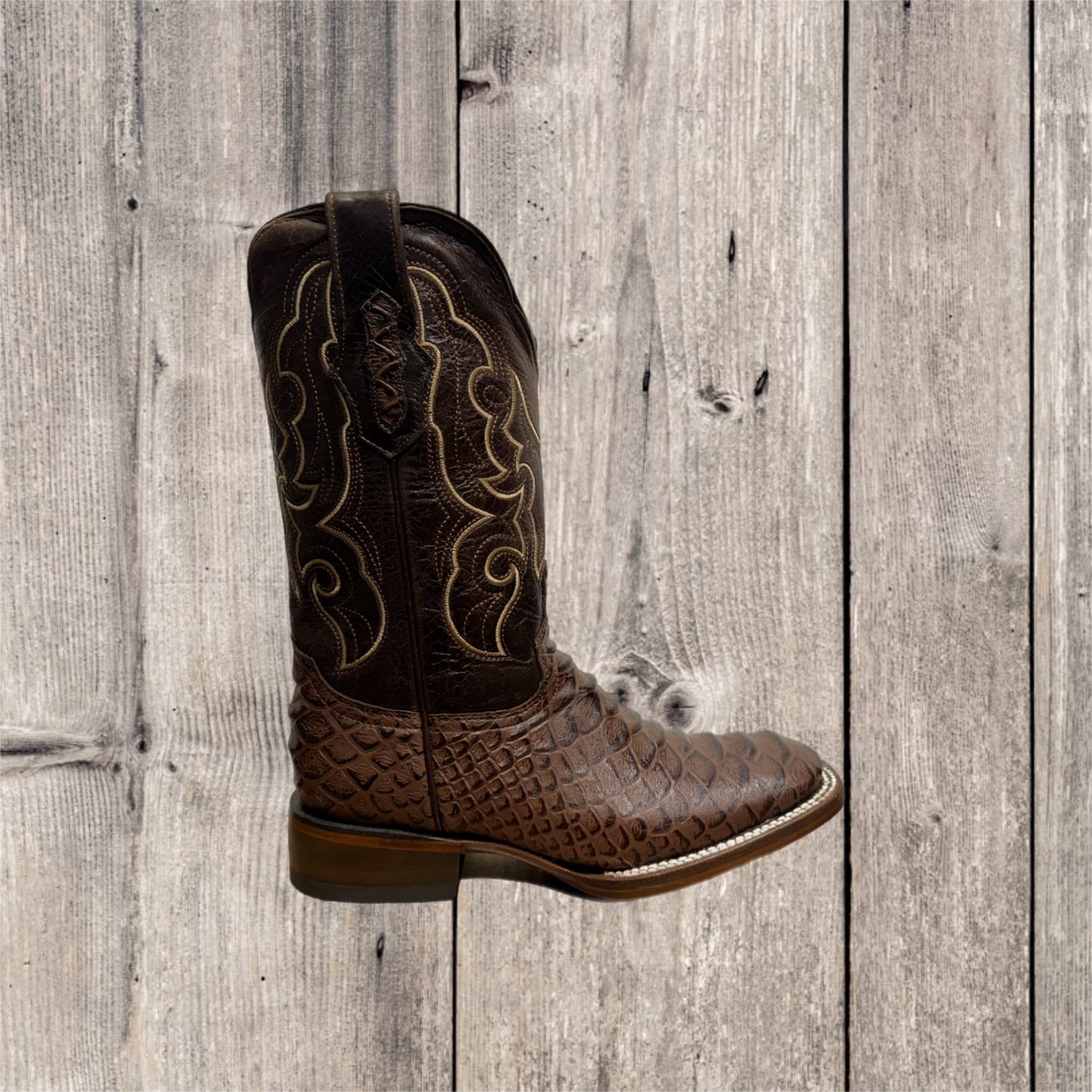 Botas vaqueras occidentales con punta cuadrada de pitón para hombre