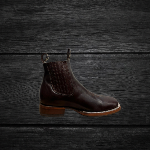 Men's Genuine Leather Square Toe Short Boots