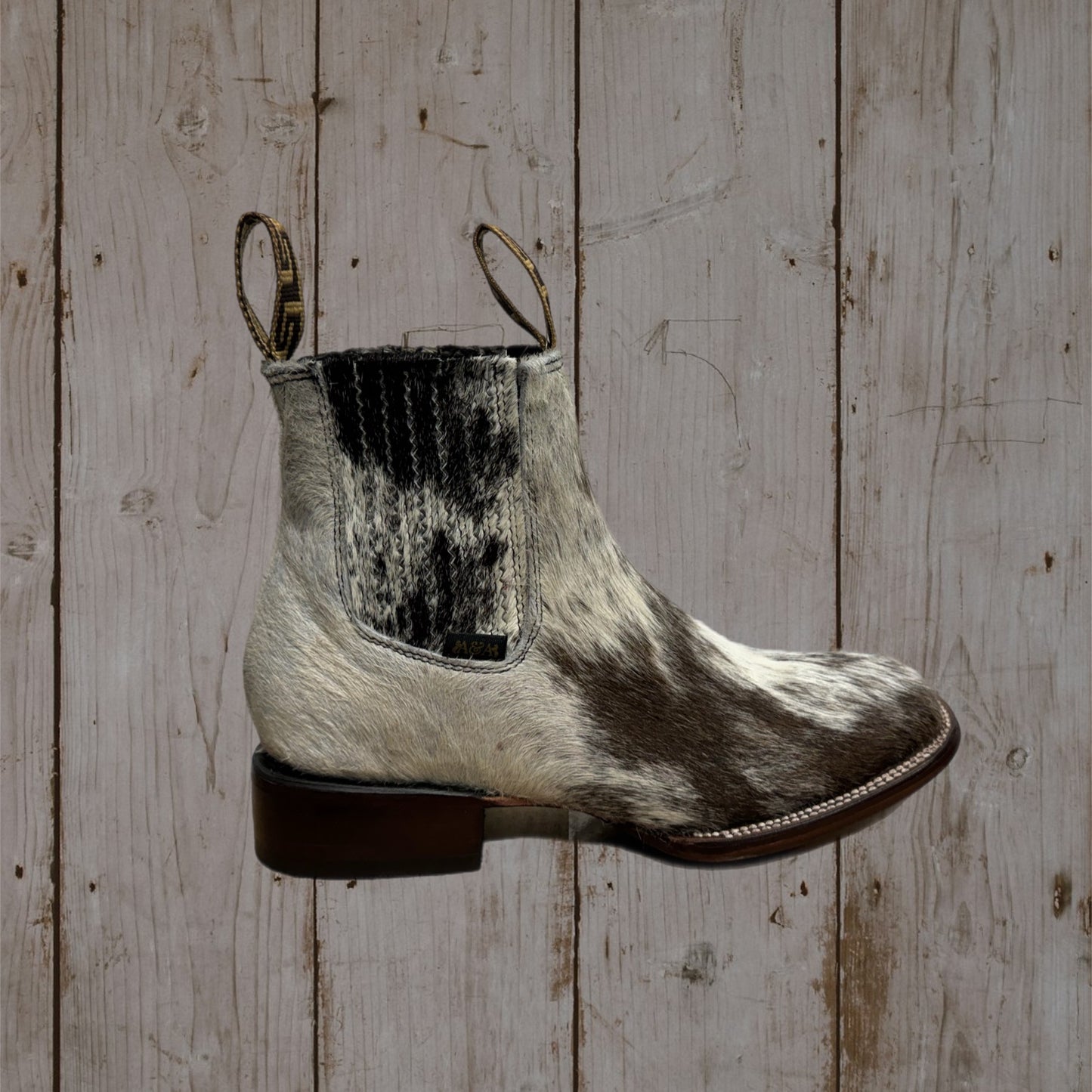 Botas cortas de piel de vaca con punta cuadrada para hombre