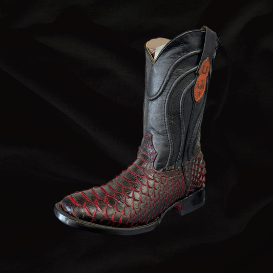 Python Red Bottom Square Toe Cowboy Boot