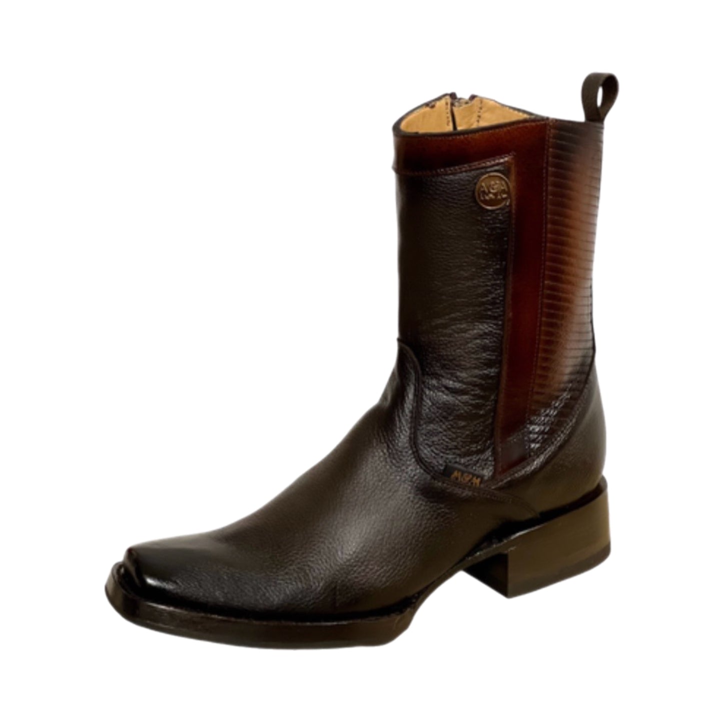 Genuine Leather Short Boots with Zipper
