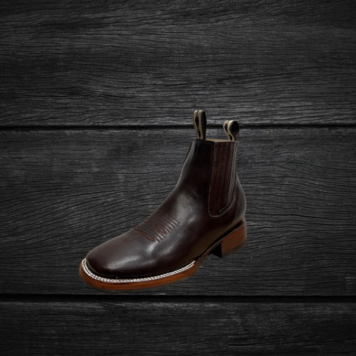 Men's Genuine Leather Square Toe Short Boots