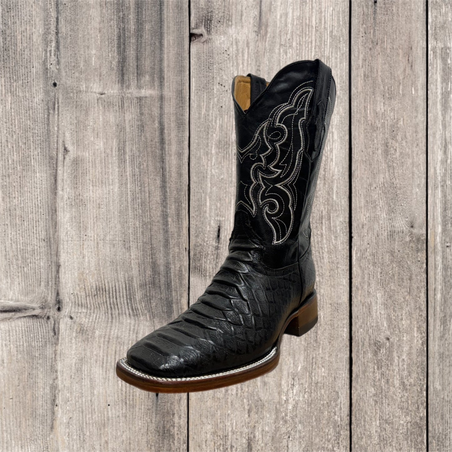 Botas vaqueras occidentales con punta cuadrada de pitón para hombre