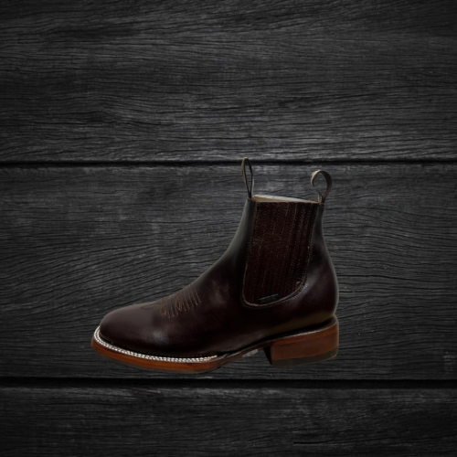 Men's Genuine Leather Square Toe Short Boots