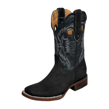 Bull Neck Leather Square Toe Boots