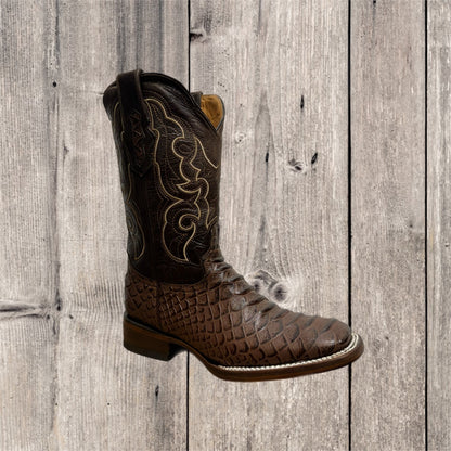 Botas vaqueras occidentales con punta cuadrada de pitón para hombre