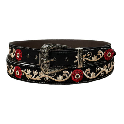 Women’s Embroidered Belt with Stone Accents