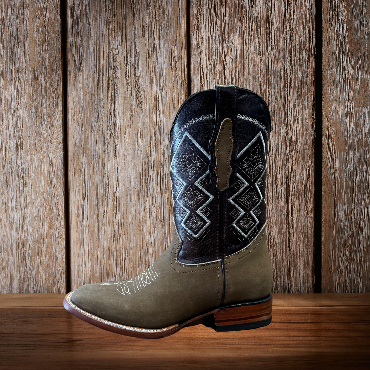 Botas vaqueras occidentales con punta cuadrada para hombre