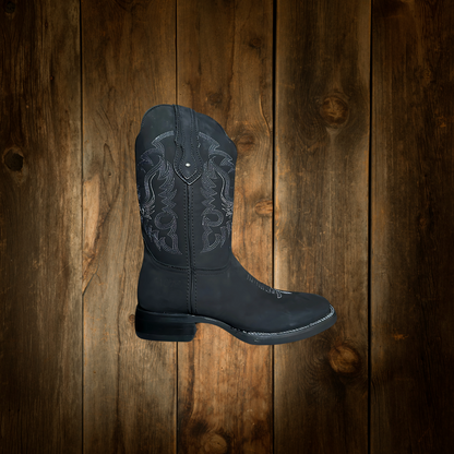 Botas de piel de vaca con punta cuadrada para hombre