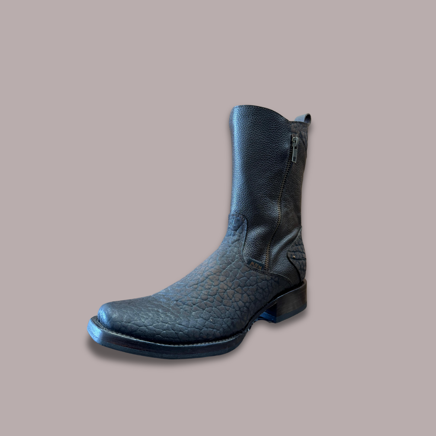 Botas cortas con punta cuadrada y cremallera de caimán para hombre