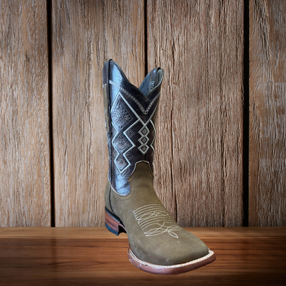 Botas vaqueras occidentales con punta cuadrada para hombre