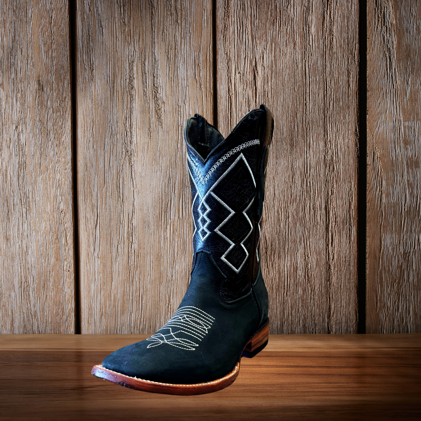 Botas vaqueras occidentales con punta cuadrada para hombre