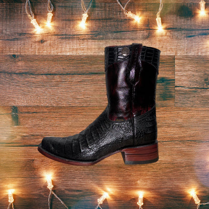 Botas cortas con punta cuadrada y cremallera de caimán para hombre