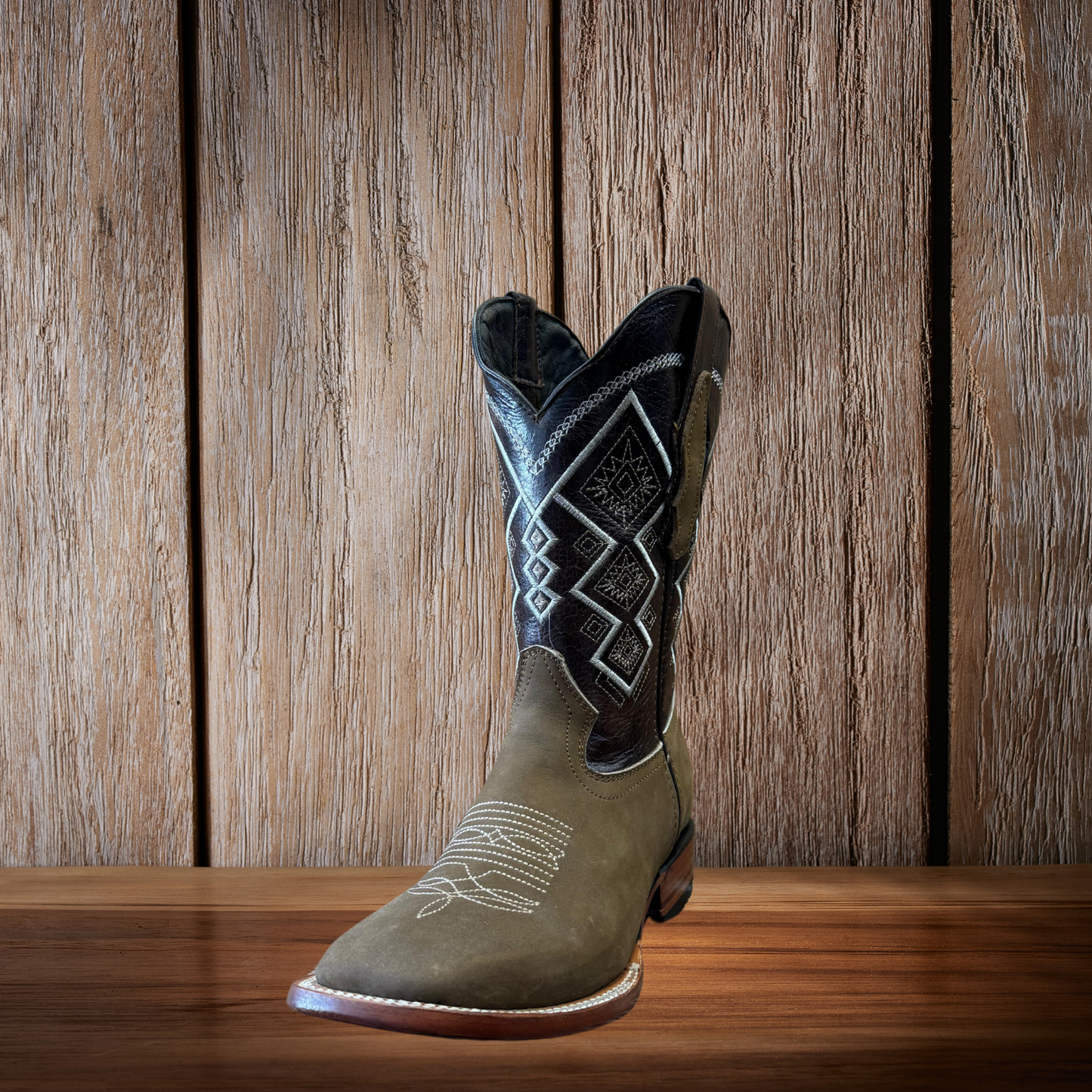 Botas vaqueras occidentales con punta cuadrada para hombre