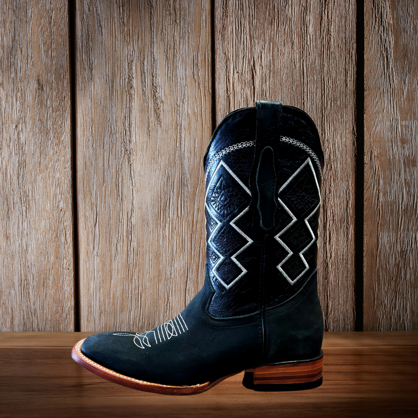 Botas vaqueras occidentales con punta cuadrada para hombre