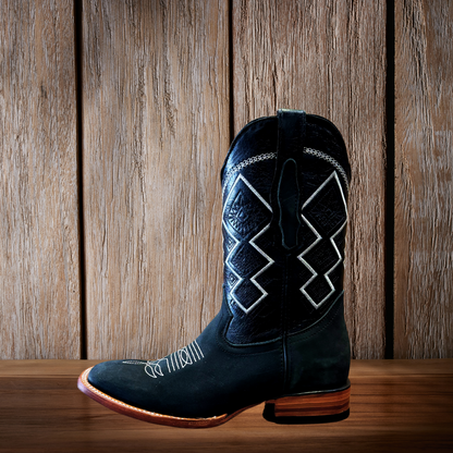 Botas vaqueras occidentales con punta cuadrada para hombre