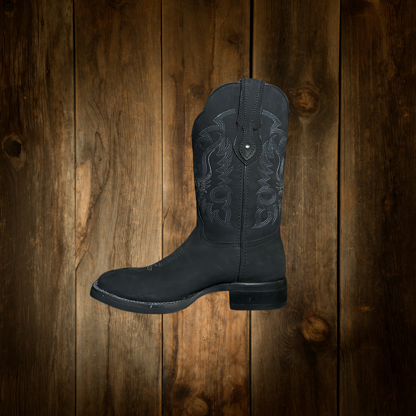 Botas de piel de vaca con punta cuadrada para hombre