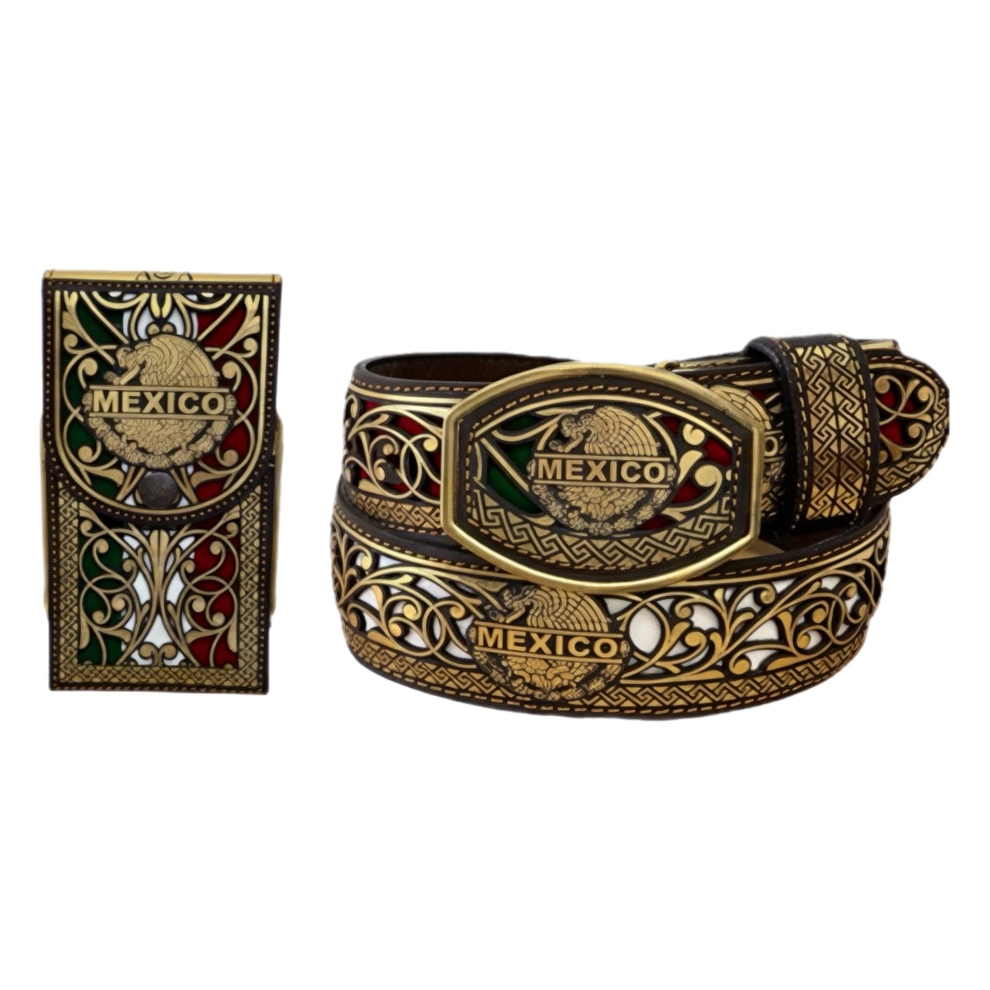 Gold Mexico Belt and Phone Holder Set