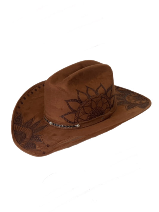 Engraved Suede Cowgirl Hat