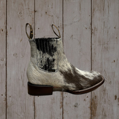 Botas cortas de piel de vaca con punta cuadrada para hombre