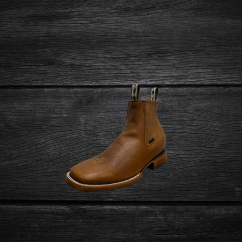 Men's Genuine Leather Square Toe Short Boots