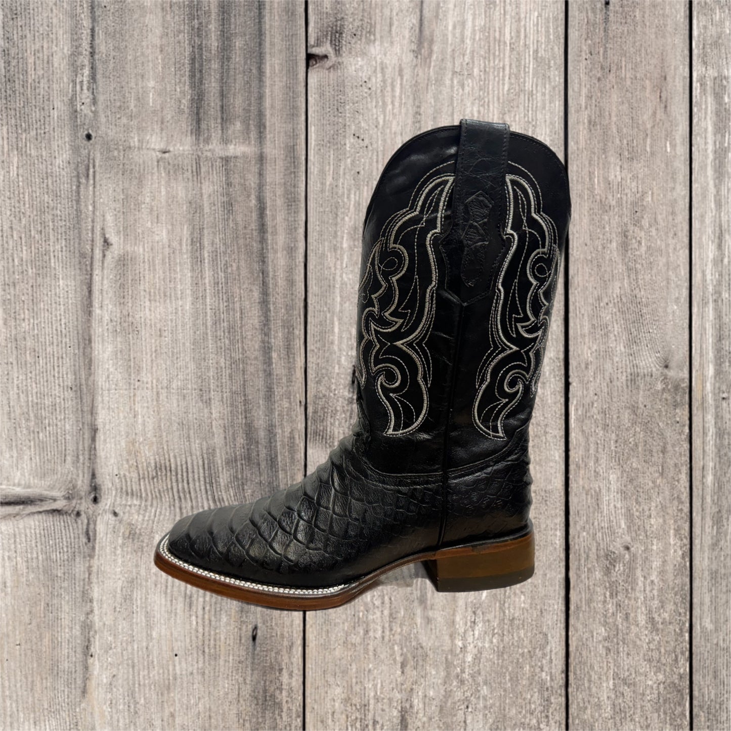 Botas vaqueras occidentales con punta cuadrada de pitón para hombre