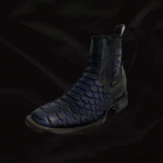 Python Blue Bottom Square Toe Cowboy Short Boot