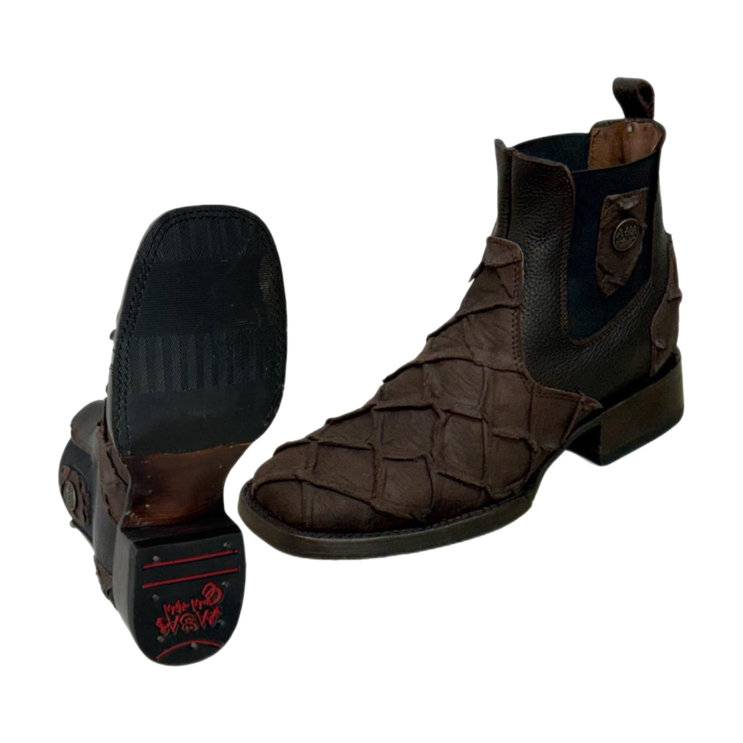 Pirarucu Leather Square Toe Short Boots