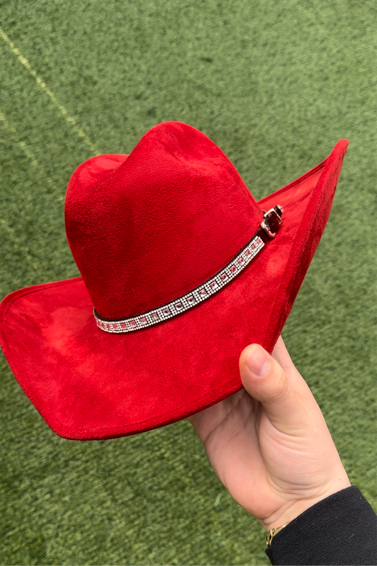 Sombrero de vaquero rojo para mujer