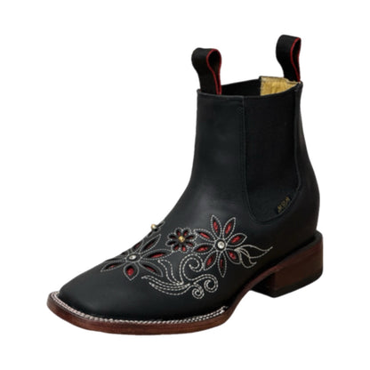 Women’s Engraved Leather Short Boots