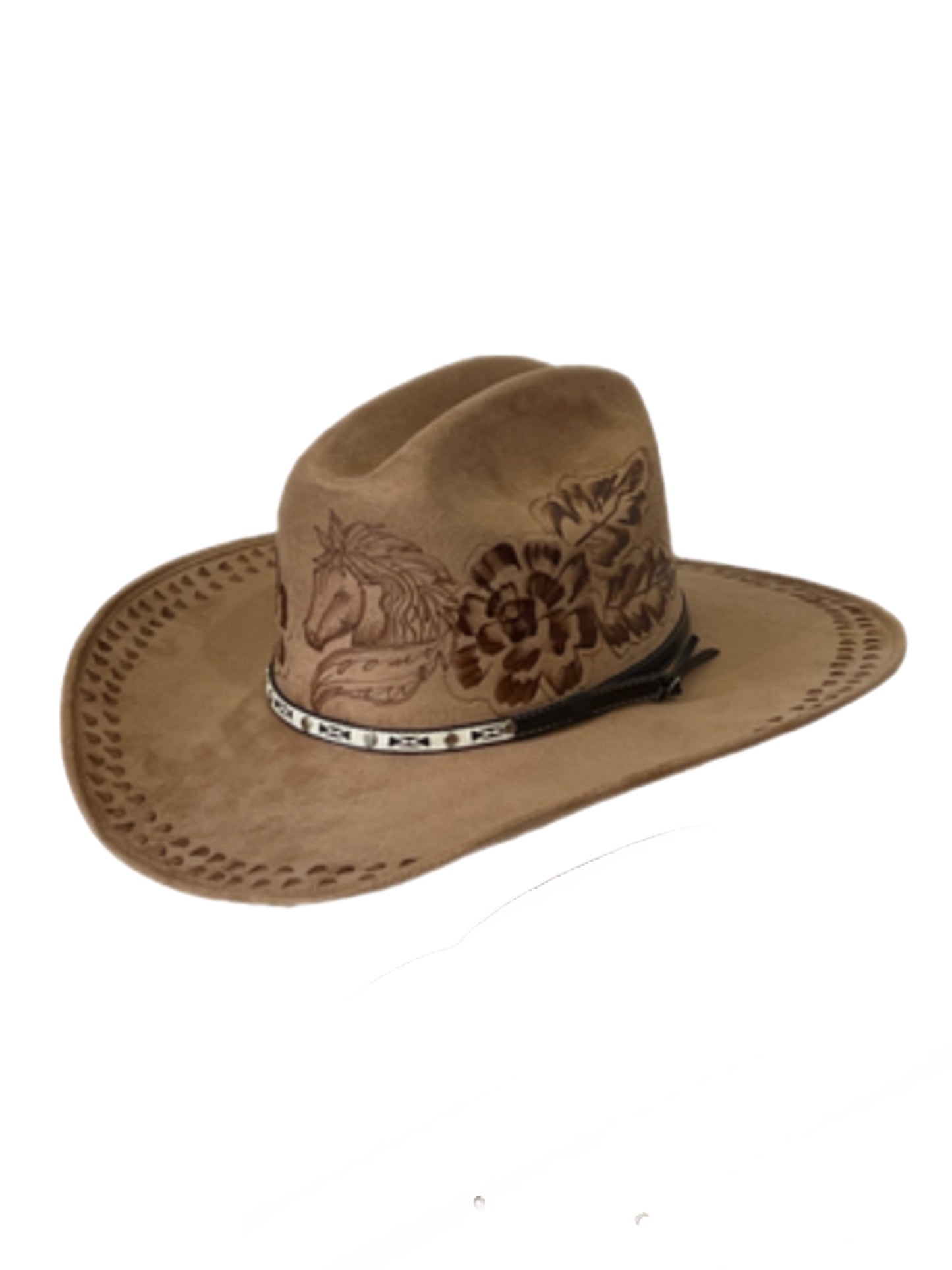 Engraved Suede Cowgirl Hat