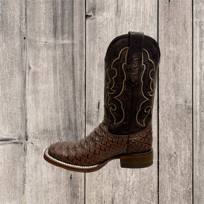 Botas vaqueras occidentales con punta cuadrada de pitón para hombre