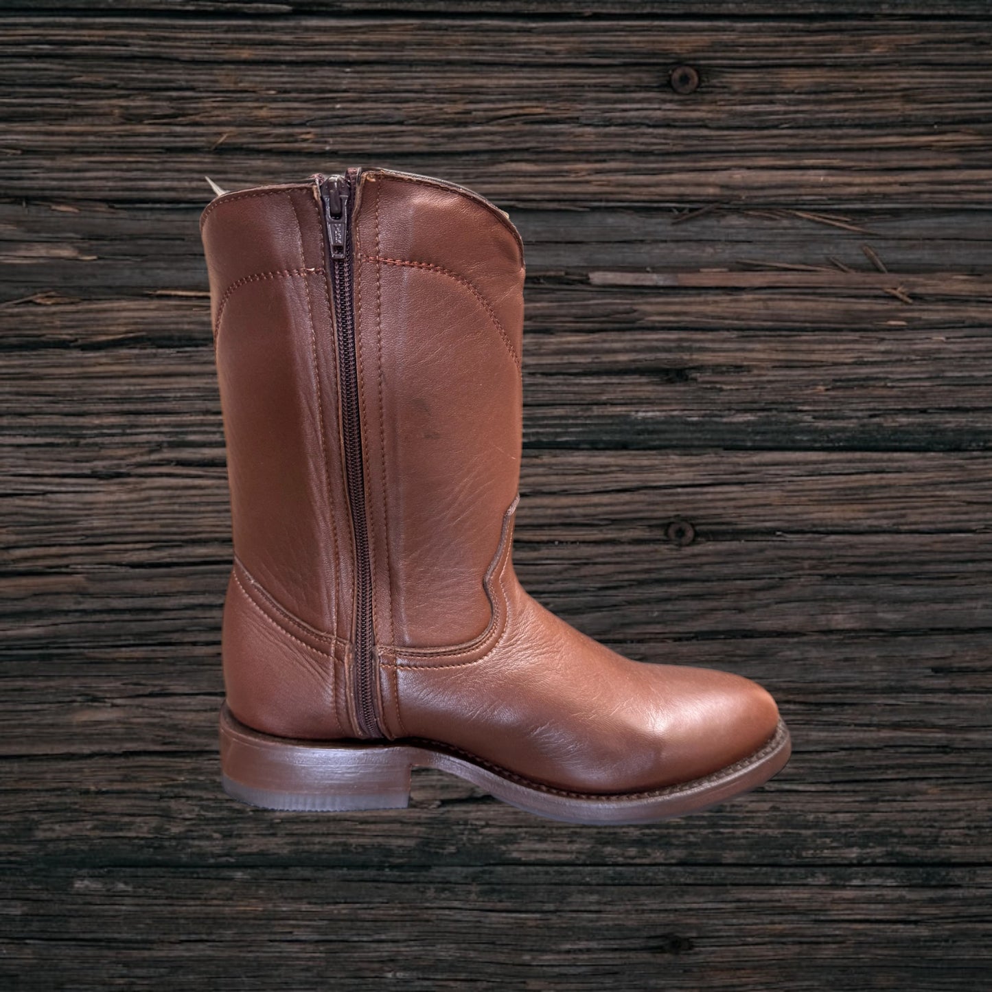 Round Toe Roper Boots with Side Zipper