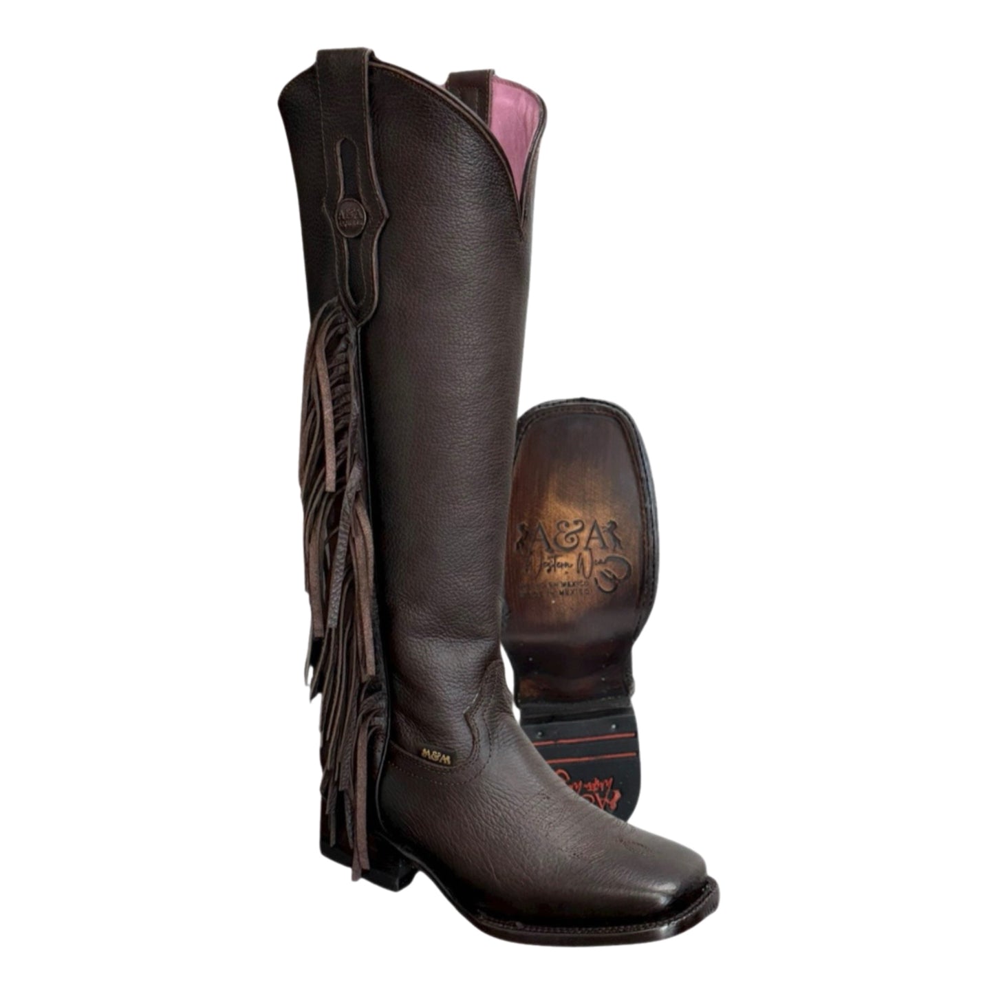 Women’s Knee High Brown Tassel Leather Boots