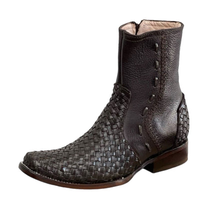 Dubai Petatillo Leather Short Boots with Zipper