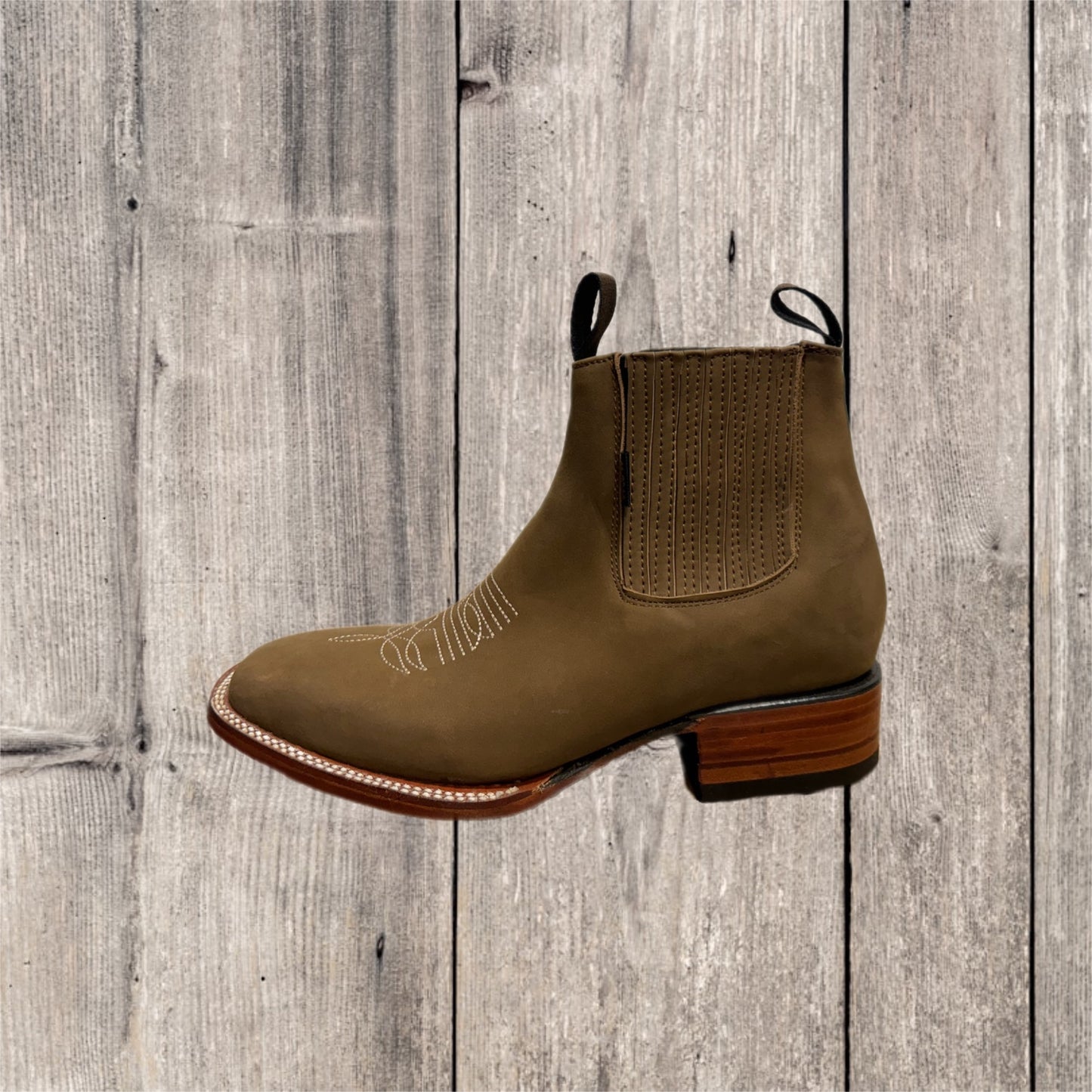 Botas cortas de nubuck con punta cuadrada para hombre