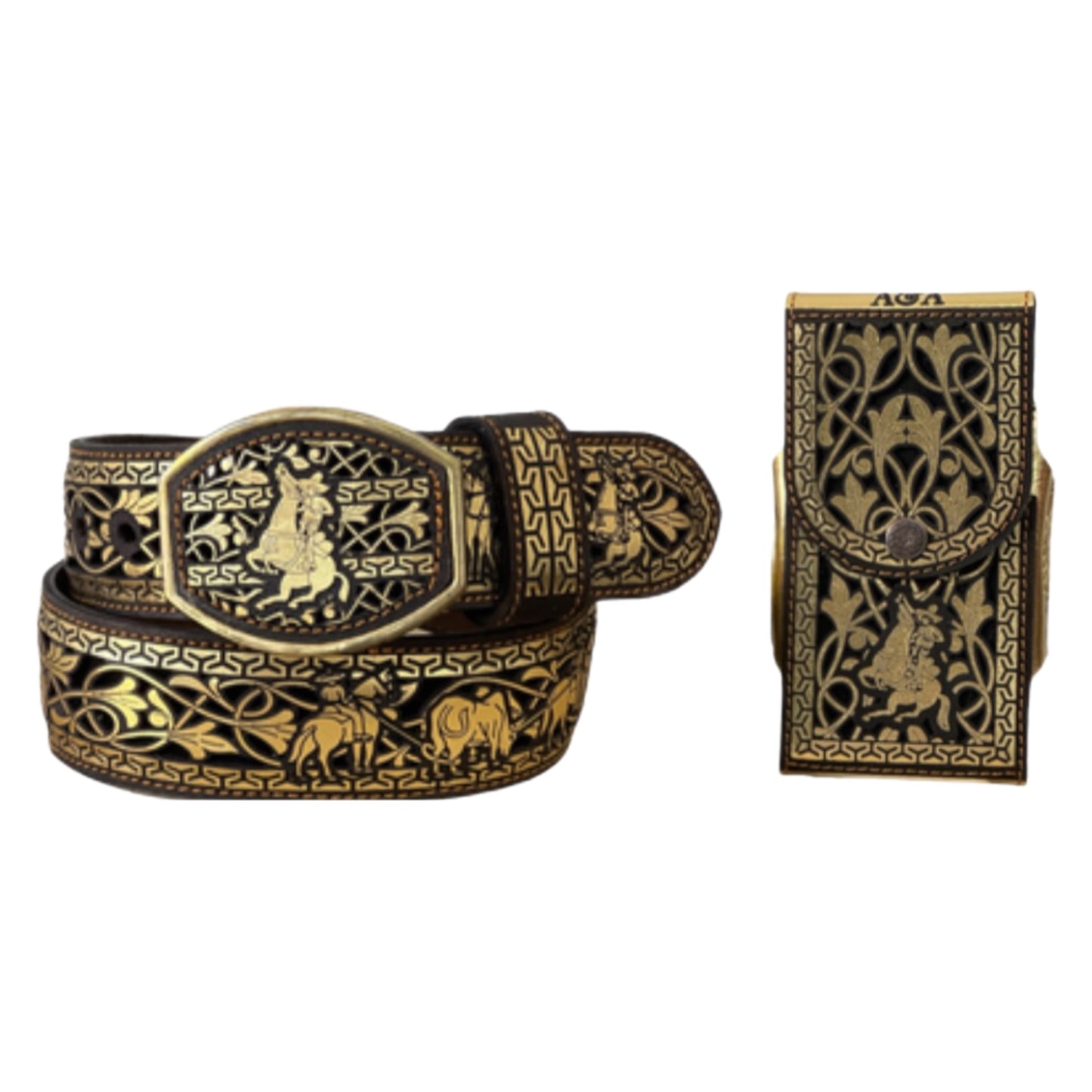 Gold Charro Belt and Phone Holder Set