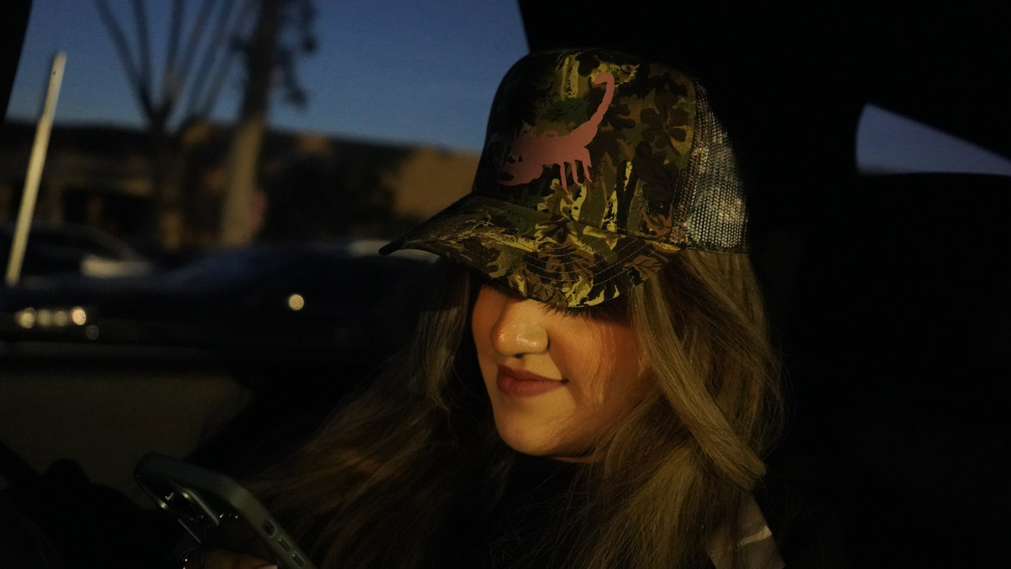 Calderas Pink Scorpion Camo Trucker Hat