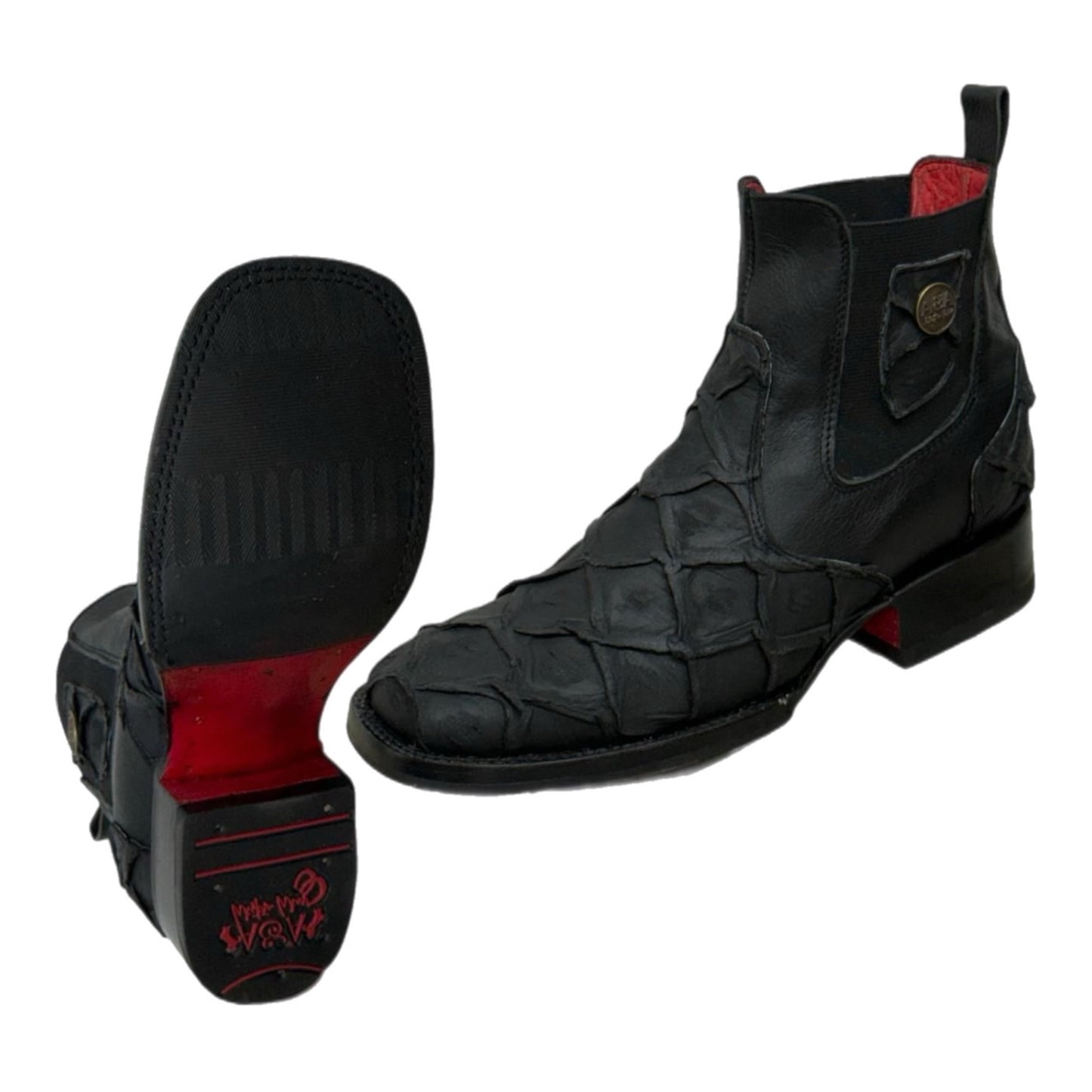 Pirarucu Leather Square Toe Short Boots