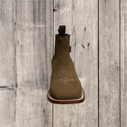 Botas cortas de nubuck con punta cuadrada para hombre